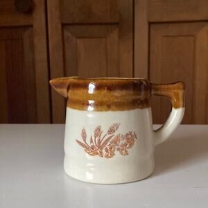 Vintage Stoneware Wheat Flower Creamer